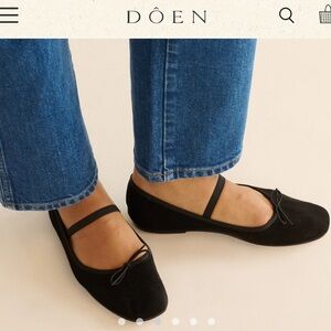 DOEN Elani Maryjane flats in Black Suede